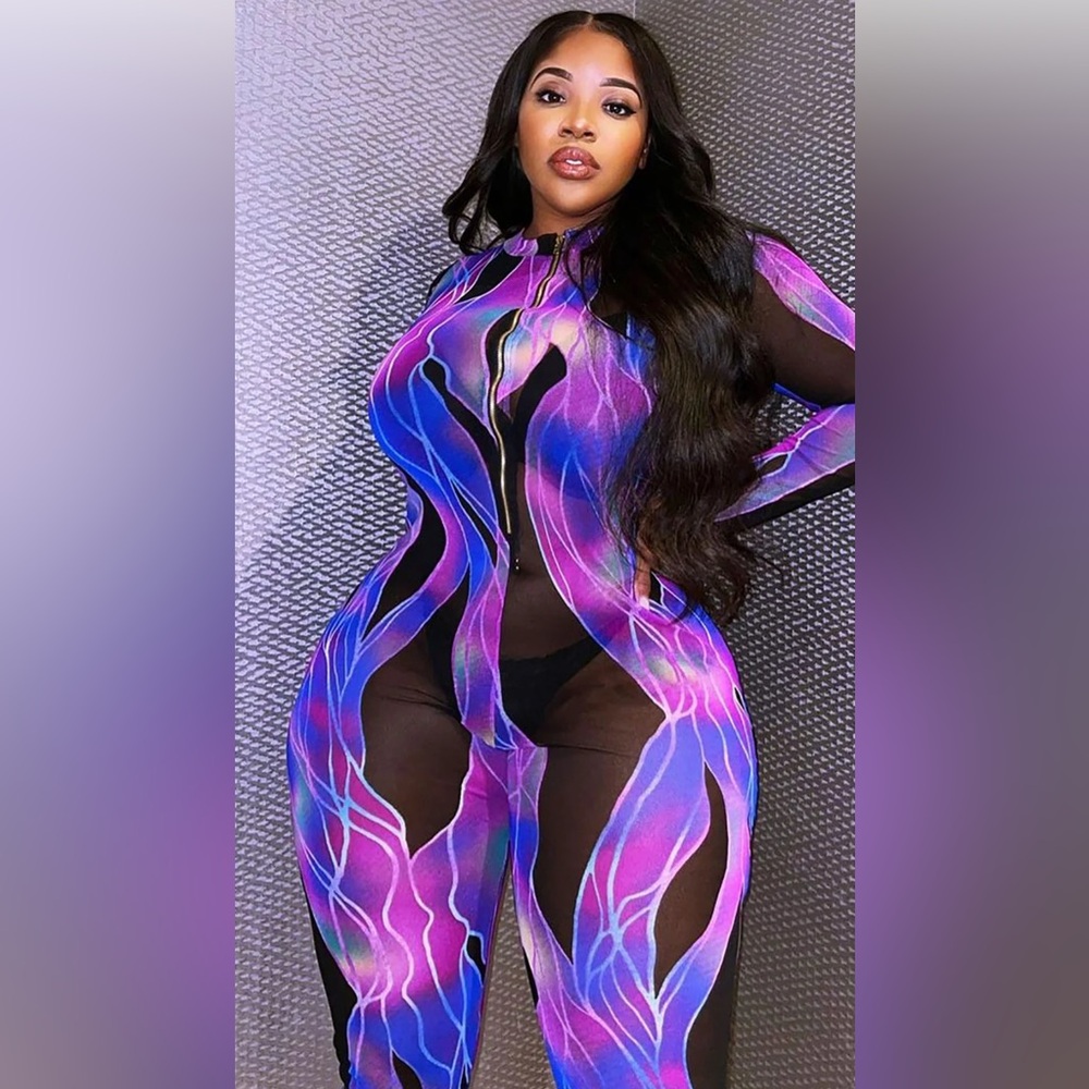 NWT Fashionnova Illusion Mesh Jumpsuit size 2x